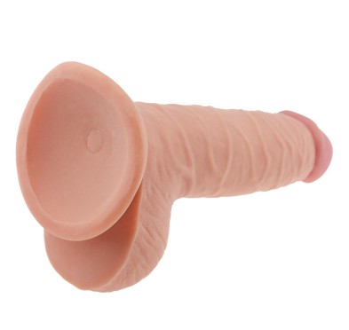 Grube żylaste dildo z przyssawką i jadrami 18 cm